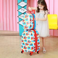 Costway Set di 2 bagaglio viaggio per bambini con ruote girevole 360° + zaino colorato