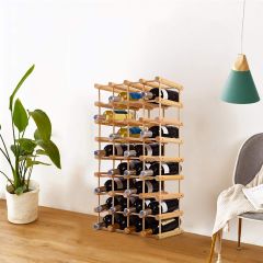 Costway Portabottiglie di vino in legno da 40 bottiglie Scaffale per bottiglie di vino Cantinetta portavino 85x44x24 Naturale