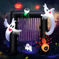 Costway Arco gonfiabile di Halloween pre-illuminata, Decorazione con fantasmi infestati ragni ventilatore impermeabile