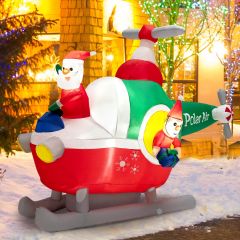 Costway Babbo Natale gonfiabile largo guida un elicottero con LED e soffiatore d'aria, Gonfiabile natalizio per cortile