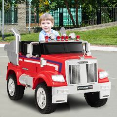 Costway Camioncino dei pompieri giocattolo per bambini elettronico, Optimus Prime 12C con telecomando da remoto