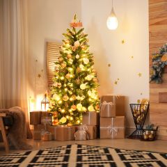 Albero di Natale illuminato 150 cm, Abete artificiale con 150 luci bianche e calde 300 rami