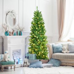 Albero di Natale illuminato 180 cm 743 rami, Abete artificiale con 250 luci bianche e calde
