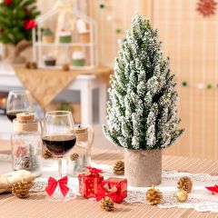 Costway Mini albero di Natale 47cm in PE con base in polpa di legno, Decorazione natalizia per scrivania da interno