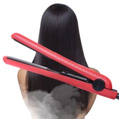Piastra per capelli digitale con display LCD professionale girevole in ceramica Rosso natale