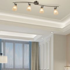 Costway Lampada da soffitto a 4 luci per cucina, Lampadario girevole in vetro rotante da soggiorno