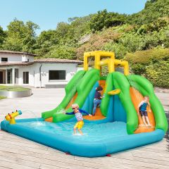 Gonfiabile con 2 scivoli piscina soffiatore ad aria 480W borsa di trasporto, Castello gonfiabile per bambini