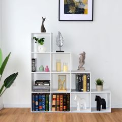 Costway Libreria a quadri in legno con 10 scomparti Scaffale a cubi a casa 131x131x27cm Bianco