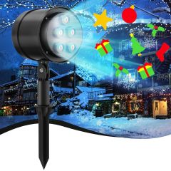 Costway Lampada del proiettore di Natale a LED con supporto di prato angolo regolabile, Decorazioni natalizie 11x12cm