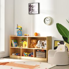 Costway Libreria e organizer a 5 sezioni per sistemare libri e giocattoli, Scaffale di legno per classe e casa Naturale