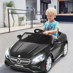 Costway Macchina cavalcabile a batteria per bambini con telecomando, Mercedes-Benz S63 12 V con 3 velocità Nero