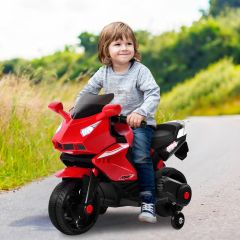 Costway Moto cavalcabile a batteria 6 V per bambini con luci e musica, Moto elettrica con 2 rotelle e clacson Rosso