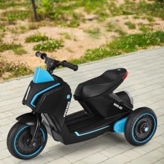 Costway Moto elettrica cavalcabile 6 V per bambini con luci e musica, Moto cavalcabile a batteria con 3 ruote Nero