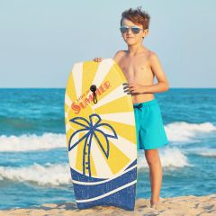 Costway Bodyboard con corpo in EPS e superficie antiscivolo per piscina e mare, Tavola da surf leggera con corda 93x47x6cm