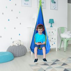 Costway Amaca bambini per interni ed esterni con cuscino Amaca Altalena versatile 70x160cm Blu/Roseo/Verde