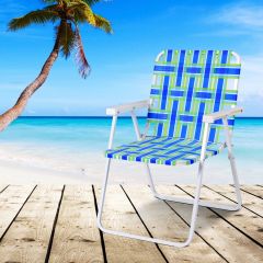 Costway 6 sedie pieghevoli per spiaggia, Sedie portatili da campeggio con braccioli, Blu