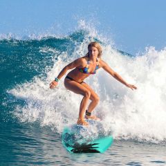 Costway Tavola da surf con cinturino per piedi Bodyboard da surf per bambini/adulti 104x52x6cm Azzuro