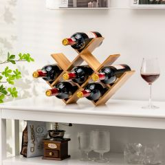 Costway Scaffale verticale di bambù per 8 bottiglie di vino, Porta bottiglie solido con dimensione compatta Naturale