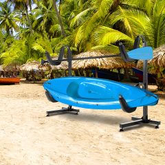 Costway Porta kayak con altezze regolabili e capacità di carico 115kg, Doppio supporto per tavole da surf Nero