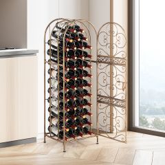 Costway Portabottiglie per vino da 45 bottiglie con porta di sicurezza gambe di livellamento, portabottiglie da terra