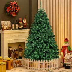 Costway 183cm Albero di Natale Artificiale in PVC con 1355 rami e supporto metallo, Albero natalizio con effetto realistico