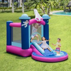 Costway Scivolo gonfiabile per bambini con piscina e borsa da trasporto, Castello gonfiabile d'acqua per cortile