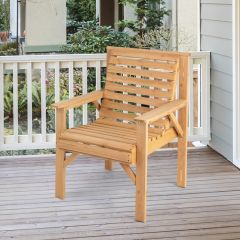 Sedia da esterno in legno di abete con schienale inclinato e ampi braccioli, Poltrona per patio giardino Naturale