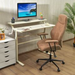 Sedia ergonomica in pelle scamosciata con schienale reclinabile a 150° altezza regolabile, Sedia da ufficio