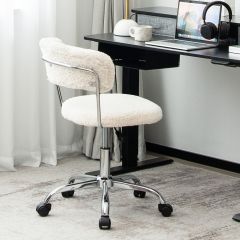 COSTWAY Sedia Ufficio Girevole In Velluto – Regolabile In Altezza 89,5-97,5 Cm, Portata 150 Kg, Braccioli Legno, Vintage