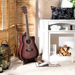 Costway Set chitarra grande 104 cm con borsa di trasporto, Chitarra di legno a 6 corde per principianti e adulti Rosso