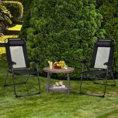 Set di 2 sedie reclinabili pieghevoli da patio, Sedie regolabili con poggiatesta per cortile