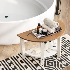 Sgabello da doccia impermeabile con ripiano, Sgabello a 2 livelli per vasca da bagno e depilazione gambe Marrone