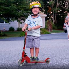 Monopattino a 2 ruote pieghevole per bambini in alluminio altezza regolabile Rosso