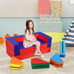 Costway Set di divano per bambini multifunzionale Set mobile da gioco per bimbi 141x94x12cm