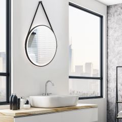 Costway Specchio da bagno con funzione anti appannamento luce a LED di 3 temperature di colore, Specchio da appendere