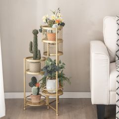 Supporto per piante in metallo pieghevole a 6 livelli, Supporto per vasi da fiori per interni ed esterni Oro