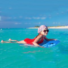 Costway Tavola da surf con cinturino per piedi, Bodyboard tavola per bambini/adulti 94x48x6cm Blu e bianco