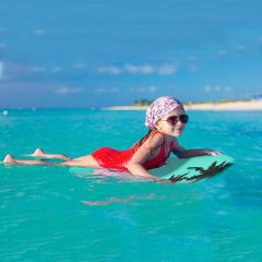 Costway Tavola da surf con cinturino per piedi Bodyboard da surf per bambini/adulti 94cmx48cmx6cm Blu e bianco