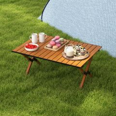 Tavolo da campeggio pieghevole in alluminio, Tavolo da picnic effetto legno con borsa da trasporto Naturale