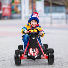 Costway Go kart a pedali con ruote e sedile regolabile per bambini, Macchinina cavalcabile per interno ed esterno Nero