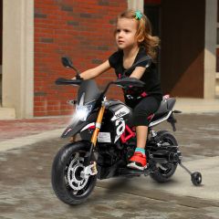 Costway Moto per bambini con luci LED, Moto con batteria 12 V e rotelle e musica MP3 Nero