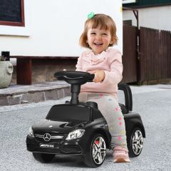 Costway Macchinina giocattolo per bambini, Mercedes Benz con clacson musica scompartimento sotto il sedile Nero