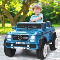 Costway Mercedes Benz Maybach G650-S 12 V per bambini con luci LED, Jeep a batteria con 2 portiere apribili Blu