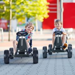 Costway Go kart a pedali cavalcabile per bambini con sedile regolabile, Giocattolo a pedali con ruote in gomma EVA Nero