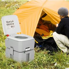 Costway WC portatile con 20 L di serbatoio acque reflue e pompa di scarico, Bagno da campeggio per adulti e bambini Grigio