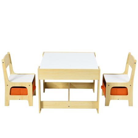 Set tavolo con 2 sedie per bambini in legno Set di 3 pezzi mobili per bimbi 62x62x48cm Colorato