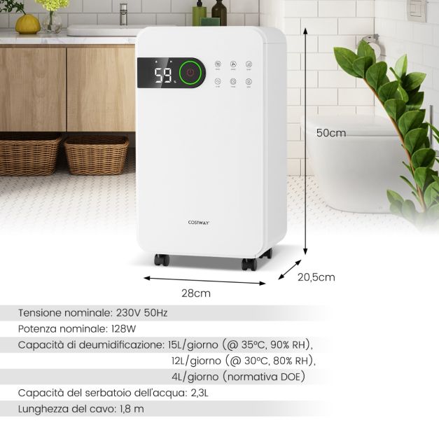 Aktobis Mini deumidificatore WDH-898MD con capacità di deumidificazione