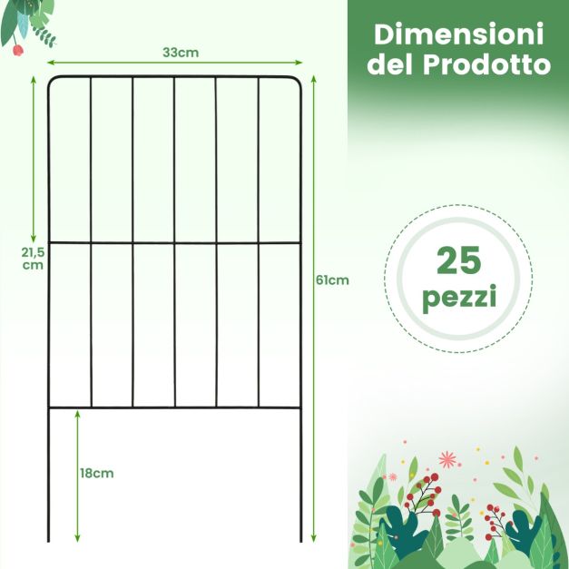 Cancello Da Giardino 102x175 Cm Verde Con Arco – Recinzione In Acciaio Con Serratura E Pali - Completo Di Cerniere