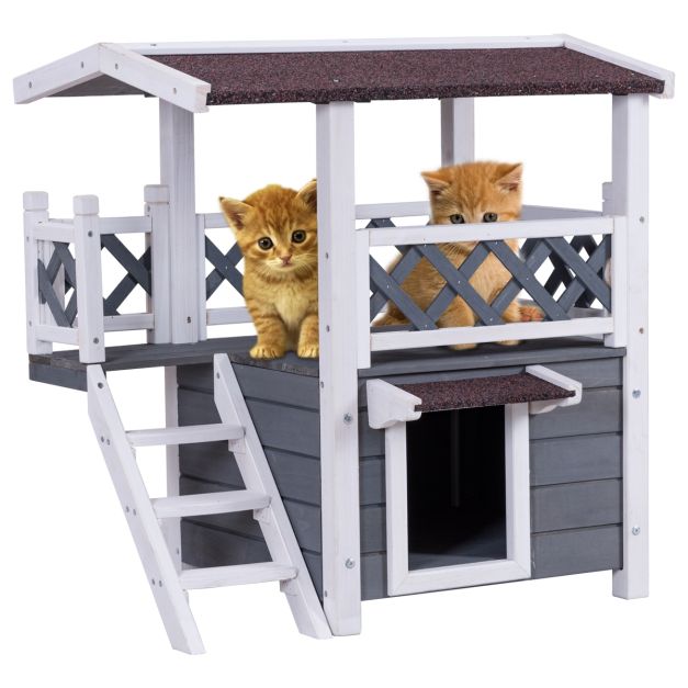 Casa per gatti resistente alle intemperie con scale balcone e