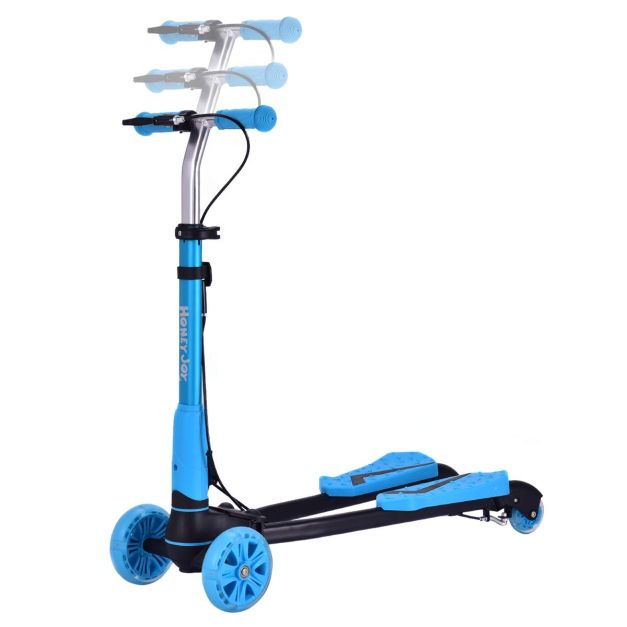 Scooter forbici per bambini a 4 ruote lampeggianti 82x28x72-84cm Monopattino  pieghevole per bimbi Blu / Giallo / Rosso - Costway